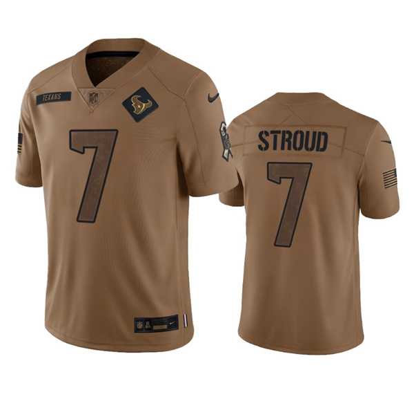 Men%27s Houston Texans #7 C.J. Stroud 2023 Brown Salute To Service Limited Football Stitched Jersey Dyin